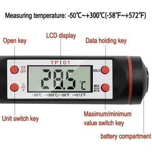 TOP101 Digitales Küchen thermometer zum Backen von Lebensmitteln Elektronische Sonde Flüssigkeit BBQ Milch flasche Temperatur mess stift