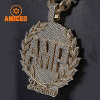 Pendentif Hip Hop Moissanite Personnalisé Plaqué Or Iced Out, Collier avec Lettre Nom Personnalisée et Chaîne