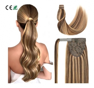 Extensiones de Cabello Humano Natural Liso y Sedoso con Ondas Brasileñas Remy, Cola de Caballo con Cordón, Resistentes a la Caída, Entrega Rápida - Product Image 1