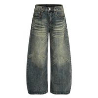 Jeans Baggy Vintage Effet Usé Jaune Teinté pour Hommes – Vente en Gros – Prise en Charge OEM/ODM et Personnalisation Avancée