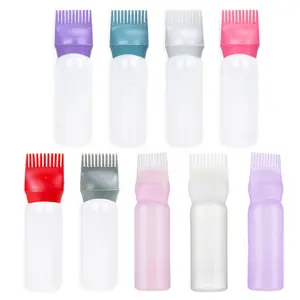 Botol aplikator sisir minyak plastik kosong 6 oz pewarna pewarna sisir aplikator botol plastik dengan skala tinggi