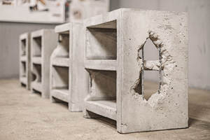 สไตล์นอร์ดิกใหม่โต๊ะข้างคอนกรีตกลมโต๊ะท้าย beton เฟอร์นิเจอร์ห้องนั่งเล่น - Product Image 2