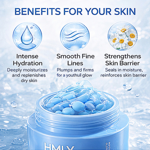 Crème Visage Hydratante Longue Durée 120H à l'Acide Hyaluronique Végétalien en Capsules, Soin Raffermissant à la Panthénol et Céramide, Protection Cutanée Complète, Marque Blanche - Product Image 2