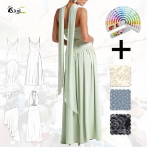 Skyland elegante abito plissettato a spalline senza spalline <span class=keywords><strong>verde</strong></span> <span class=keywords><strong>menta</strong></span> con spacco alto per serate formali - Product Image 2