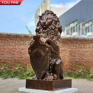 Scultura di Leone in Bronzo Dorato YOUFINE, Decorazione per Ingressi e Piazze, Statua Artistica di Animali Maestosi - Product Image 3