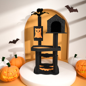 Gato de estilo gótico, torre de escalada de árbol de gato con temática de Halloween con decoración de murciélago, superficies de rascado de sisal, cama <span class=keywords><strong>cueva</strong></span> integrada - Product Image 6