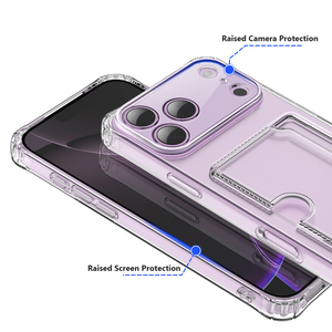 Custodia trasparente per telefono con Slot per schede antiurto per <span class=keywords><strong>iPhone</strong></span> 17 Pro 16 15 Plus 13 14 16E 11 <span class=keywords><strong>12</strong></span> Pro Max 17 Air Soft Clear <span class=keywords><strong>Cover</strong></span> posteriore - Product Image 3