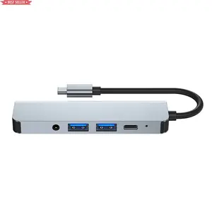 التخصيص نوع C محور USB 3.0 الموانئ PD شحن 3.5 Aux محول للهاتف حوض 4K HDTV الروبوت إلى Usb محول 5 في 1 USB Hub