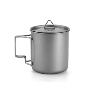 Camping Pot Titanium Cup Titanium Backpacking Pot Met Opvouwbare Handvatten Voor Buiten Kamperen Wandelen Backpacken