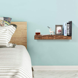 นาใต้จอแสดงผลที่กำหนดเองชุด 2 ลอย rustic ไม้ชั้นวางของลิ้นชัก - Product Image 3