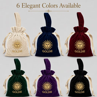 Sac d'emballage en velours réutilisable avec cordon de serrage, imprimé avec logo personnalisé, couleur et taille personnalisables, pour le rangement des rouges à lèvres, des huiles essentielles, des perruques