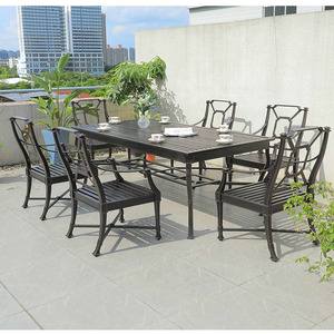 Conjunto de Mesa y Sillas de Comedor para Jardín, Patio o Cafetería, de Metal, con 6 Sillas - Product Image 2