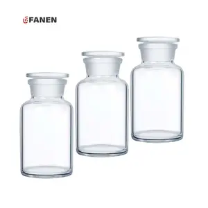 Fanen 500ml Chemical Laboratory Wide Mouth Reagent Glass Bottle Reusable Medical Pharmacy Apothecary Jar