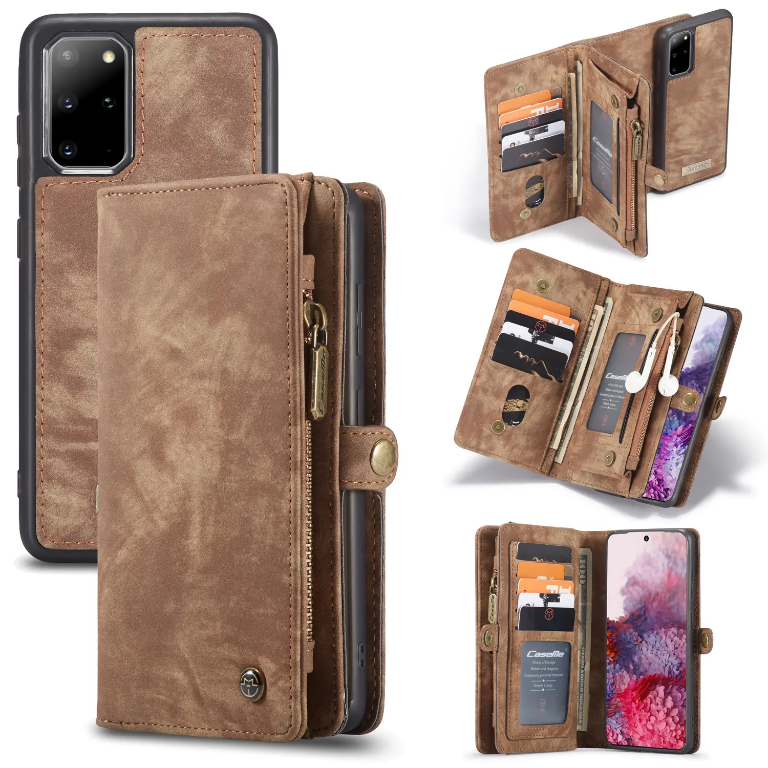 Strap hanging card slots holder wallet mobile cover with belt clip magnetic card flip wallet leather cell phone case