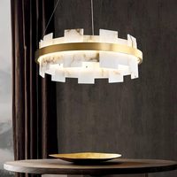 Lustre suspendu LED postmoderne en albâtre Hullxine, design circulaire, en marbre, pour bureau, villa, éclairage suspendu LED
