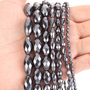 AsVrai U AAA + colore nero naturale pietra di ematite sfaccettata forma di riso perline distanziatori per la creazione di gioielli fai da te bracciale accessori - Product Image 1