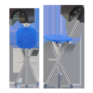 Stainless Steel Cane <b>Stool</b> Three Legged <b>Folding</b> Chair With Rubber Tips For Elderly Mobility Support - Product Image 5