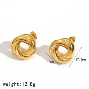 Geometric Knotted <b>Stud</b> Earrings 18k Gold Plated Stainless Steel Fashion Jewelry <b>For</b> Women And <b>Men</b> - Product Image 5