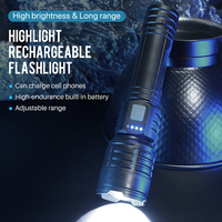 Super lumineux 1500m longue portée P50 affichage de puissance Zoom télescopique Portable Usb Rechargeable Led torches lumière lampe de poche tactique