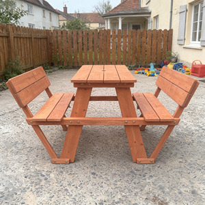 Mesa de Picnic Infantil de Madera con Banco y Respaldo, Mesa de Jardín para Niños, para Manualidades, Comer y Jugar - Product Image 4