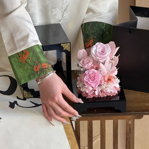 Hộp quà tặng hoa Acrylic ngày của mẹ Ngày Valentine Hộp hoa hồng vĩnh cửu màu đen Acrylic hoa hiển thị đứng - Product Image 3