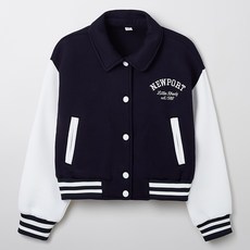 Autunno Bomber Varsity Crop per bambini stile con cappuccio con decorazione tascabile per ragazzi