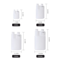 Nouvelle conception – Bouteilles en plastique à double col de 32 oz, 16 oz, 8 oz, 4 oz, forme carrée, graduées, avec bouchon à vis hermétique