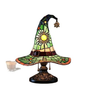 Lámpara de Mesa LED Vintage con Forma de Sombrero de Bruja de Vidrio Teñido, Alimentada por USB, Decoración de Escritorio para el Hogar de Halloween, Lámpara Nocturna - Product Image 2