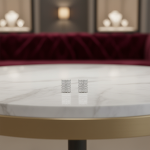 Pendientes de Diamantes en Oro Blanco E3516, Corte Esmeralda, Engaste de Puntas, Geométricos, Clásicos, Joyería Fina para Mujer - Product Image 2