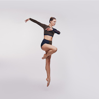 Nouvel arrivage de conception d'usine haut court à manches longues avec ensemble de 2 pièces de danse courte chaude vêtements de danse pour adultes