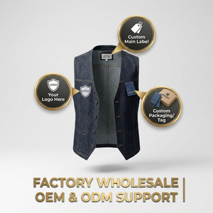 Gilet en jean tricoté sans manches printemps-automne pour femmes, style coréen unisexe, à simple boutonnage, respirant et décontracté - Product Image 2