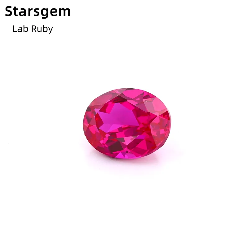 Starsgem loose rough rubis lab created Fancy Color Oval Cut 5*7mm~8*10mm Lab Crated medium color Ruby