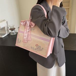 Bolso Bandolera Rosa de Alta Gama para Mujer 2025, Bolso de Mano de PVC con Cierre de Cremallera, Bolso Tote de Poliéster Estilo Extranjero a la Moda - Product Image 6