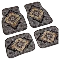 Tapis de sol de voiture bohèmes 4 pièces en polyester, résistants à la saleté et à l'usure, toutes saisons, épaisseur 6 mm, design tendance