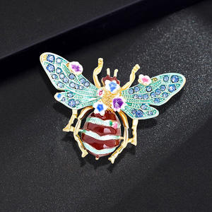 Nuevo lindo colorido Flash diamante Retro abeja broche Rosa flor creativo esmalte broche - Product Image 1