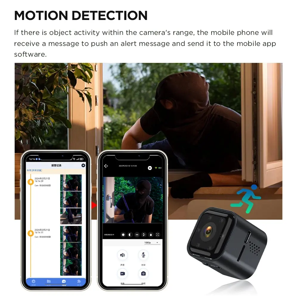 QZT Mini caméra Wifi Hd 1080p Vision nocturne sans fil sécurité à domicile micro Cam