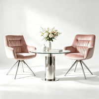 Chine 360 °   Fauteuil d'appoint pivotant rembourré en velours plissé avec pieds en chrome