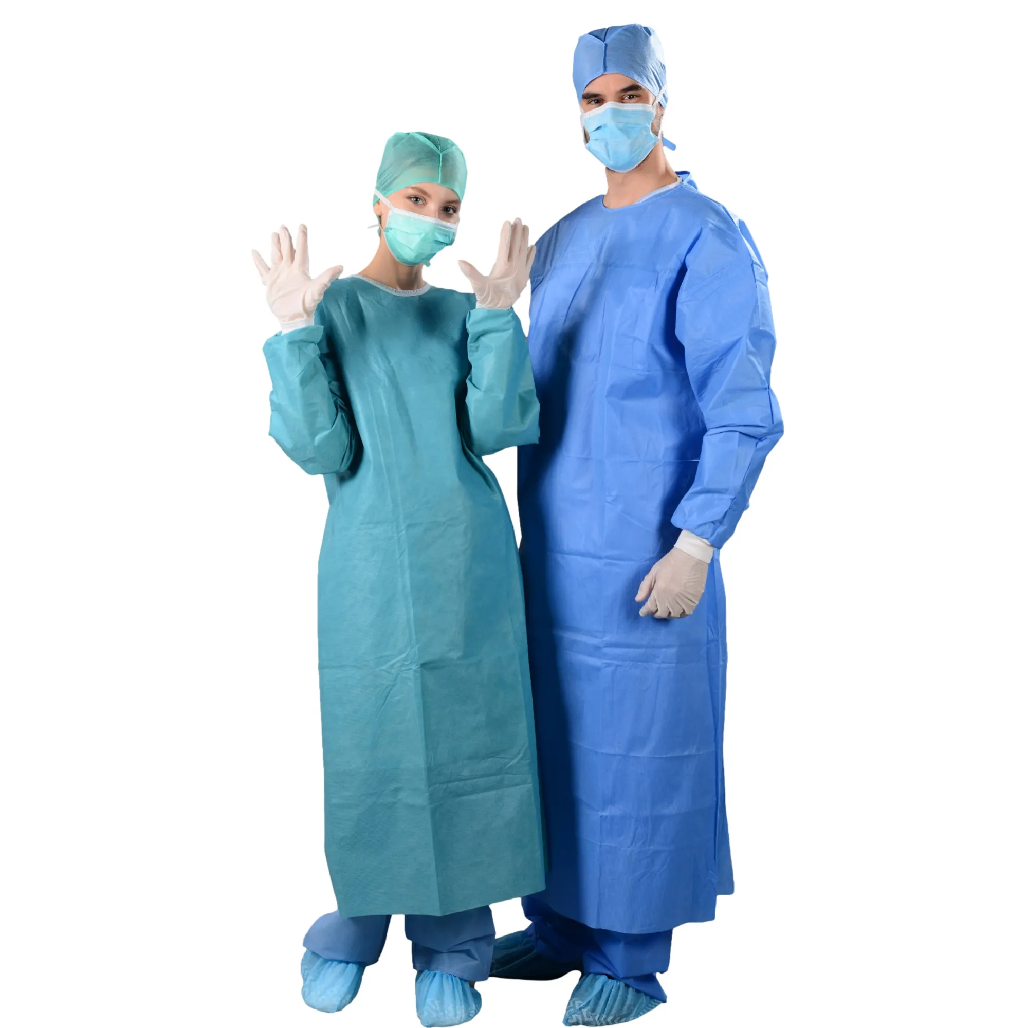 AAMI – robes chirurgicales renforcées jetables de niveau 2, blouses chirurgicales stériles pour les hôpitaux pour les examens et les SMS