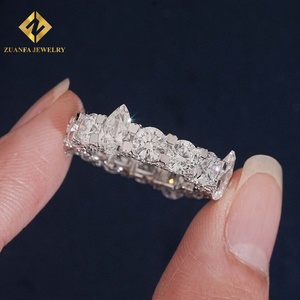 Bague pour homme ZUANFA JEWELRY, style hip-hop, entièrement pavée de diamants de laboratoire ronds et en forme de poire, effet glacé - Product Image 6