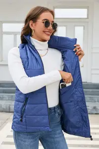 2024 Latest Solid Casual Sleeveless Outdoor Warm Stand Collar Women's Cotton Vest Coat Winter Lady Vests Jacket