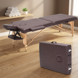 Table de massage spa commerciale moderne en bois massif et PU, réglable, portable et pliable, avec éponge haute densité, pour salle de bain et chambre à coucher - Product Image 4