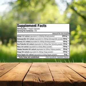 Ashwagandha 인삼 톱 Palmetto 마카 <span class=keywords><strong>Tribulus</strong></span> 차가 & 검은 후추 강도 체력 보충제 실라지트 히말라야 캡슐 - Product Image 2