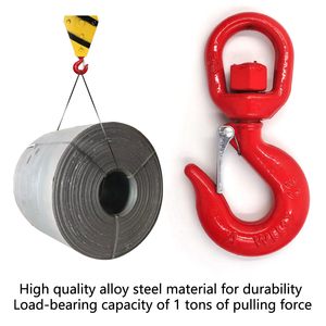 Crochets <span class=keywords><strong>de</strong></span> <span class=keywords><strong>levage</strong></span> en acier allié à œil pivotant avec attache <span class=keywords><strong>de</strong></span> sécurité, capacité 1 tonne - Product Image 2