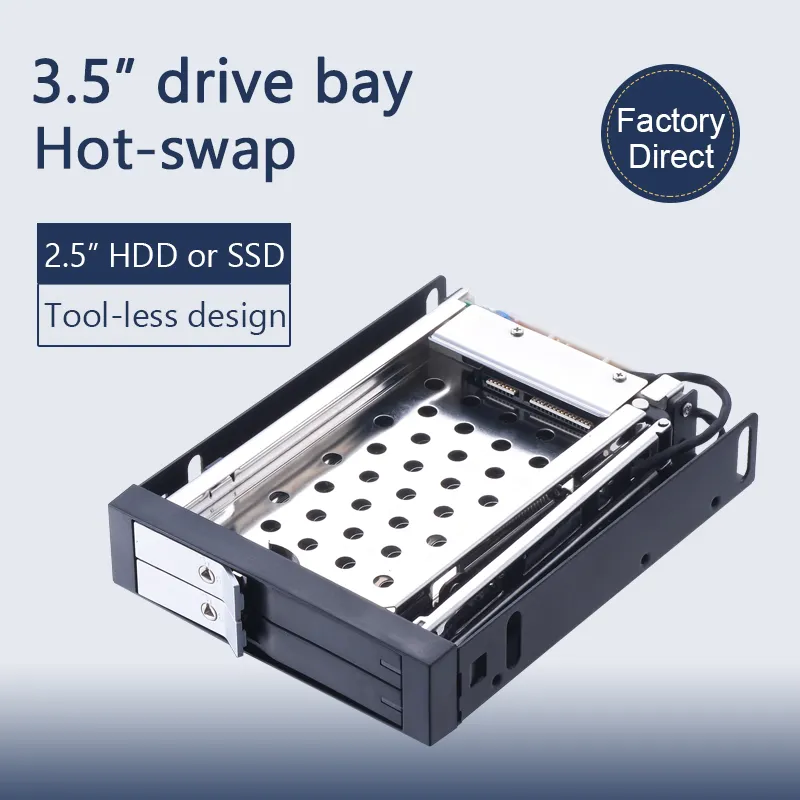 Unestech 2Bay kandang penyimpanan 2.5 SATA Hot Swap rak ponsel casing PC grosir pabrik SATA 3.0 antarmuka Desktop PC
