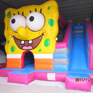 Desain SpongeBob besar sesuai pesanan, istana lompat bouncer dengan udara untuk taman bermain anak-anak