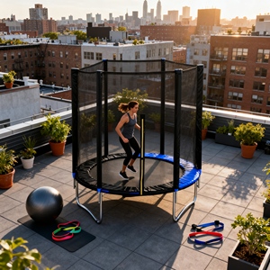 Ensemble de <span class=keywords><strong>trampoline</strong></span> d'extérieur de haute qualité avec panier de basket-ball intégré pour des jeux familiaux amusants et actifs - Product Image 3