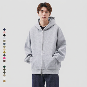 Wholesale High Quality Heavyweight Cotton Men's Zip Hoodie Oversized Custom DTG Print Zipper up Cotton Polyester Custom Hoodies - Product Image 1