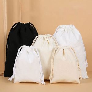 Custom 100% Natural Cotton <b>Drawstring</b> Pouch <b>Bag</b> Letter Pattern Storage Dust Packing <b>Bag</b> - Product Image 1