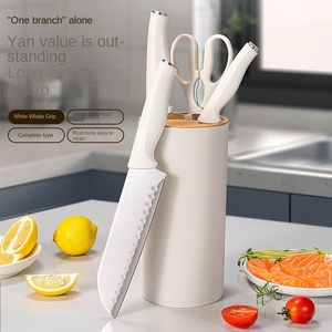 Accesorios de Cocina, Juego de 5 Utensilios de Cocina con Mango de PP, Tijeras, Cuchillos Santoku y Soporte de Plástico - Product Image 1