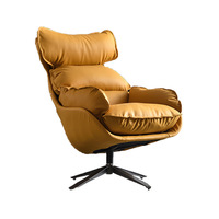 Fauteuil pouf moderne Boss Bubble pour salon, fauteuil pivotant de loisirs en cuir véritable durable, meubles de maison